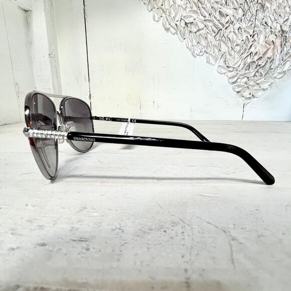 Swarovski SW 138 Gunmetal Frame Grey Gradient Lens Aviator Sunglasses - Picture 6 of 10